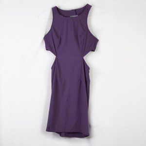 Solemio Purple High Neck Cutout Sleeveless Dress S